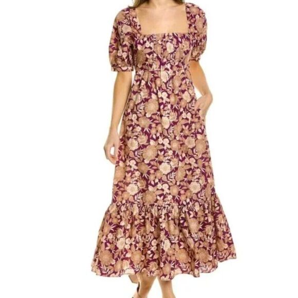 Favorite Daughter Vintage Multi Floral Puff Sleeve Maxi Dress Size 4 NWT - Picture 3 of 13